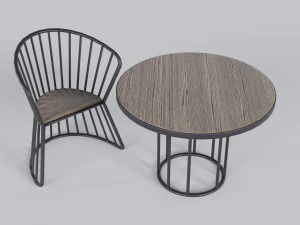 OUTDOOR CHAIRS WITH TABLE 3D Model