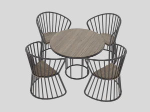 OUTDOOR CHAIRS WITH TABLE 3D Model