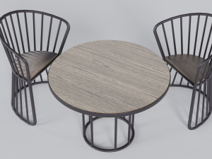 OUTDOOR CHAIRS WITH TABLE 3D-Modell