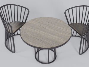 OUTDOOR CHAIRS WITH TABLE 3D Model