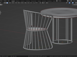 OUTDOOR CHAIRS WITH TABLE 3D-Modell