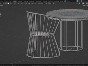 OUTDOOR CHAIRS WITH TABLE 3D Model