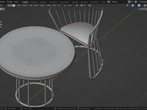 OUTDOOR CHAIRS WITH TABLE 3D Model
