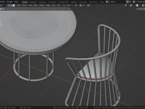 OUTDOOR CHAIRS WITH TABLE 3D Model