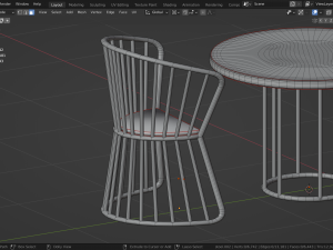 OUTDOOR CHAIRS WITH TABLE 3D-Modell