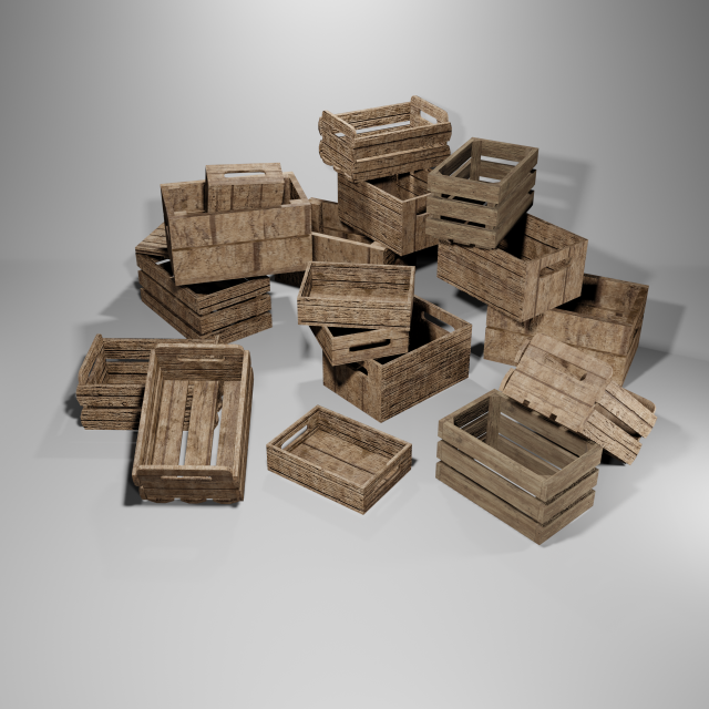 3D WOODEN CRATES BOX game-ready Modello 3D .c4d .max .obj .3ds .fbx .stl .blend 