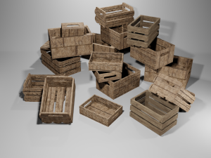 3D WOODEN CRATES BOX game-ready 3D Model