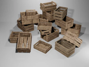 3D DREWNIANE SKRZYNKI BOX gotowe do gry Model 3D
