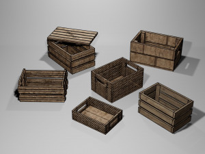 3D WOODEN CRATES BOX game-ready Modello 3D