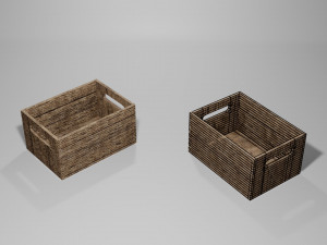 3D WOODEN CRATES BOX game-ready Modello 3D