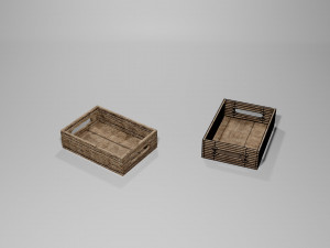 3D WOODEN CRATES BOX game-ready Modello 3D