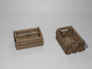 3D WOODEN CRATES BOX game-ready Modello 3D