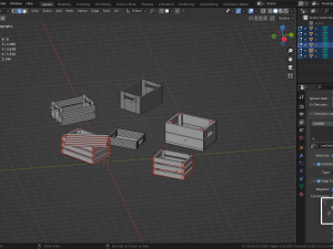 3D WOODEN CRATES BOX game-ready Modello 3D