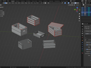 3D WOODEN CRATES BOX game-ready Modello 3D