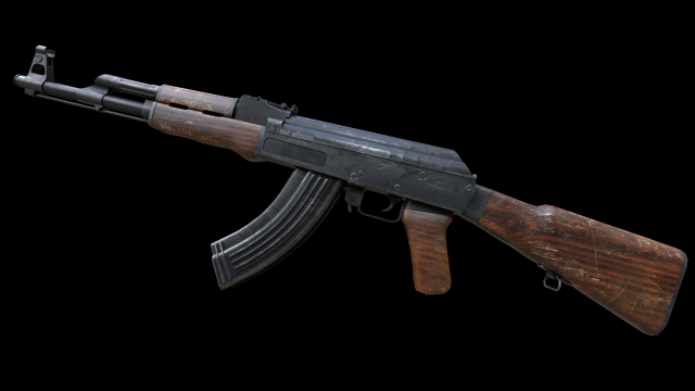 Assault rifle Ak-47 3D Model .c4d .max .obj .3ds .fbx .stl .blend 