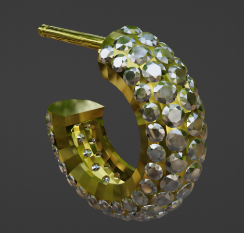 Creoles earrings with diamands Modelo de Impressão 3D .c4d .max .obj .3ds .fbx .stl .blend 