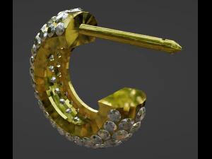Creoles earrings with diamands 3D Print Model