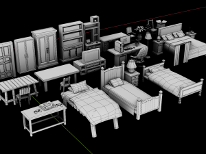 Lowpoly Bedroom Pack Model 3D