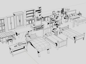 Lowpoly Bedroom Pack Model 3D