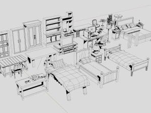 Lowpoly Bedroom Pack 3D Model
