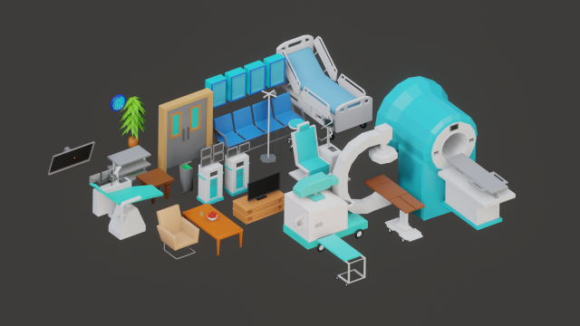 LowPoly Medical Equipment 3Dモデル .c4d .max .obj .3ds .fbx .stl .blend 