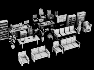 LowPoly Office Equipment 3D Model