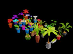 Lowpoly Vase Flower Pack Model 3D
