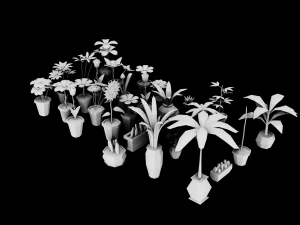 Lowpoly Vase Flower Pack 3D Model