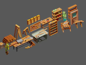 Narzędzia warsztatowe LowPoly Model 3D