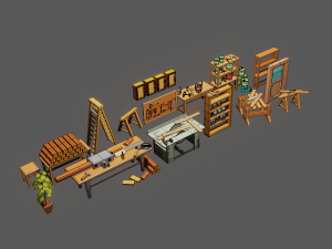 LowPoly WorkShop Tools 3D Model