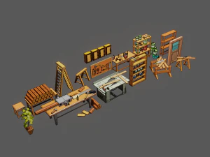 LowPoly WorkShop Tools 3D Model