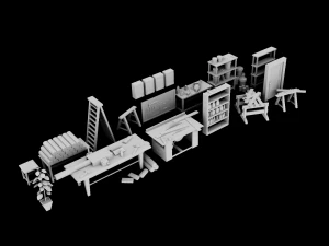 LowPoly WorkShop Tools 3D Model