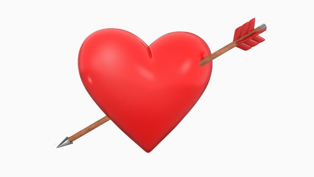 Heart With Arrow 3D 모델 .c4d .max .obj .3ds .fbx .stl .blend 