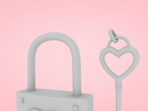 Lock And Key With Heart Shape 3D Модель