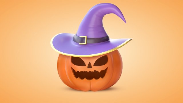 Pumpkin With Witch Hat 3D-Modell .c4d .max .obj .3ds .fbx .stl .blend 
