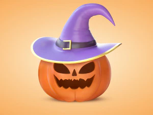 Гарбуз з капелюхом відьми 3D Модель