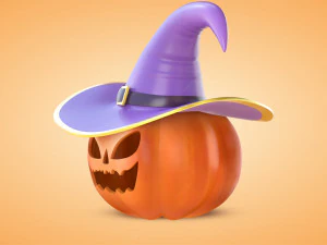 Zucca Con Cappello Da Strega Modello 3D