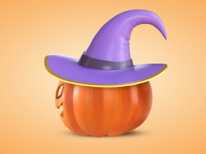 Pumpkin With Witch Hat 3D-Modell