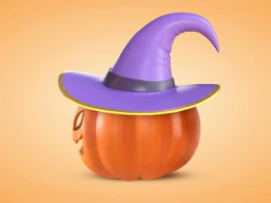 Zucca Con Cappello Da Strega Modello 3D