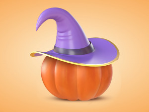 Pumpkin With Witch Hat 3D-Modell