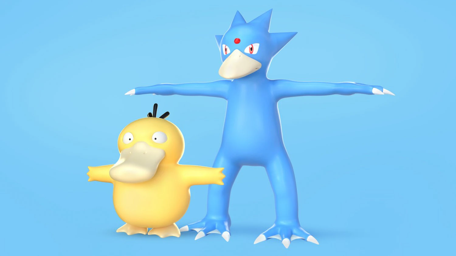 Pokemon Psyduck EVOLUTIONS 3D Model .c4d .max .obj .3ds .fbx .stl .blend 