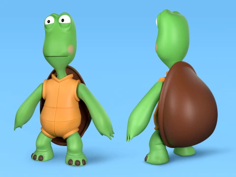 Lindo personaje de dibujos animados de tortuga Modelo 3D