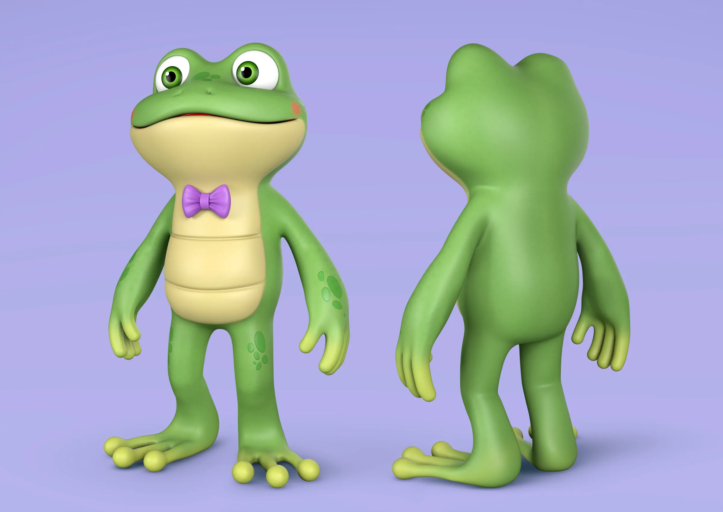 Cute Frog Cartoon Character 3D Model .c4d .max .obj .3ds .fbx .stl .blend 