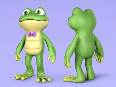 Cute Frog Cartoon Character 3D Modell