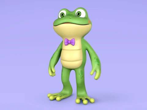 Cute Frog Cartoon Character 3D Model