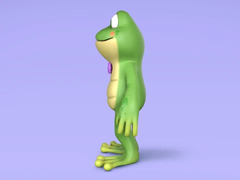 Cute Frog Cartoon Character 3D Model