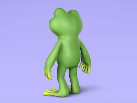 Cute Frog Cartoon Character 3D Model