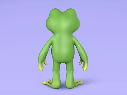Cute Frog Cartoon Character 3D Model