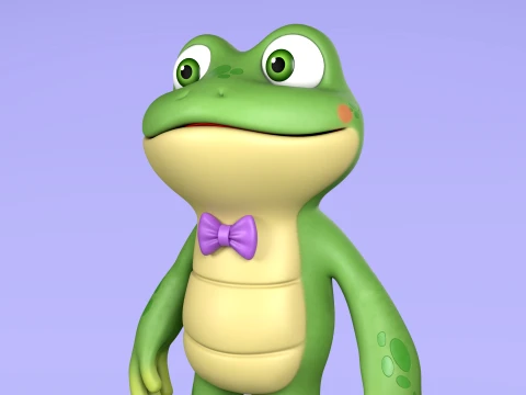 Cute Frog Cartoon Character 3D Model