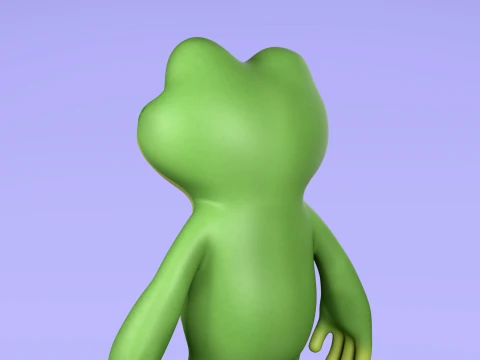 Cute Frog Cartoon Character 3D Model